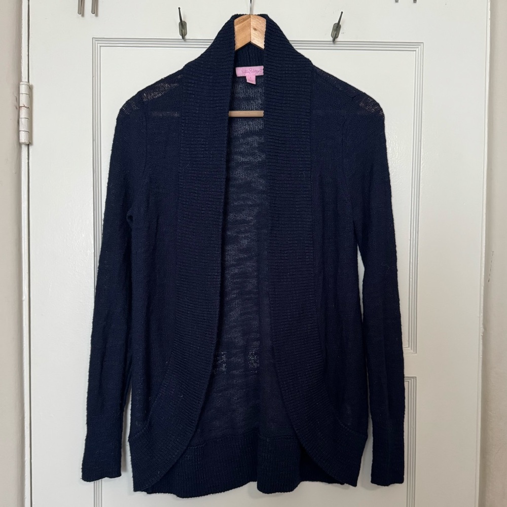 Lilly Pulitzer Navy Blue Knit Open Front Cardigan - Women size small
